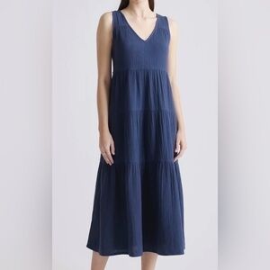 Quince 100% Organic Cotton Gauze Tiered Maxi Dress XS